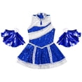 thumbnail image 3 of TiaoBug Kids Girls Cheerleading Uniform Sleeveless Sequin Dress with Tassel Flower Balls Outfits Royal Blue 12, 3 of 7
