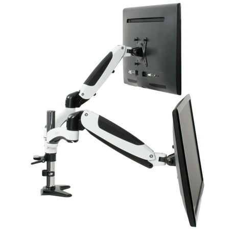 VIVO White Dual Monitor Counterbalance Height Adjustable Arm Desk Mount Stand - Two 15 to 27 inch Screens