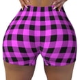 thumbnail image 2 of Picia Purple Black Buffalo Plaid Printed Workout Shorts for Women Seamless Scrunch Butt Lifting High Waisted Yoga Gym Booty Running Moisture-wicking Short Pants-X-Large, 2 of 9