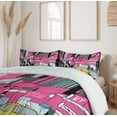 thumbnail image 6 of Ambesonne New York Duvet Cover Sets, View of Manhattan and Taxi, 2-Queen, Grey Teal Pink, 6 of 7