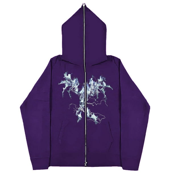 Sudadera informal europea y americana Dark Y2k Skeleton Man, sudaderas con capucha para hombres y mujeres, pareja gótica, sudadera con cremallera de gran tamaño Harajuku