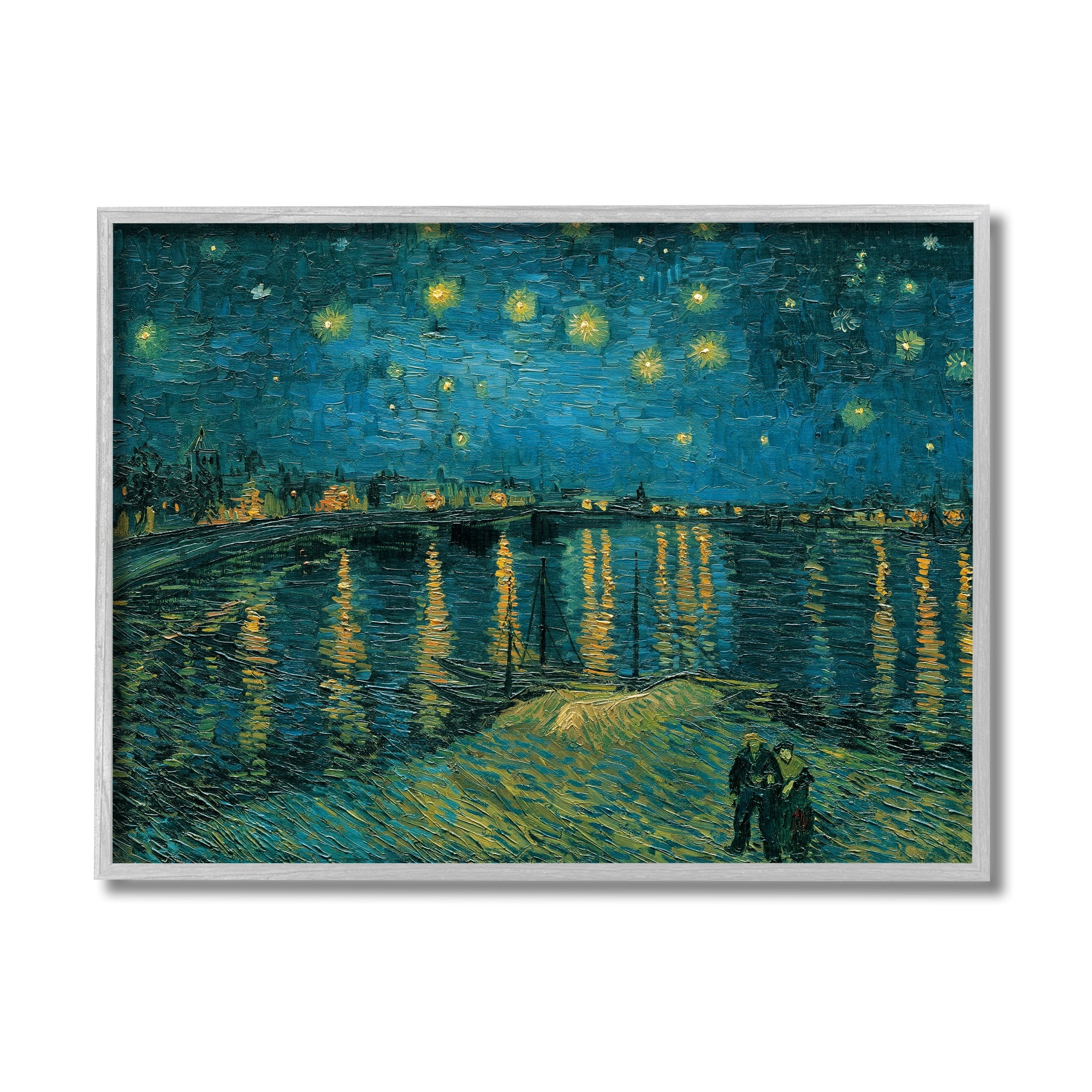 Stupell Industries Classic Starry Night Over the Rhone Van Gogh Painting Gray Framed by Vincent Van Gogh
