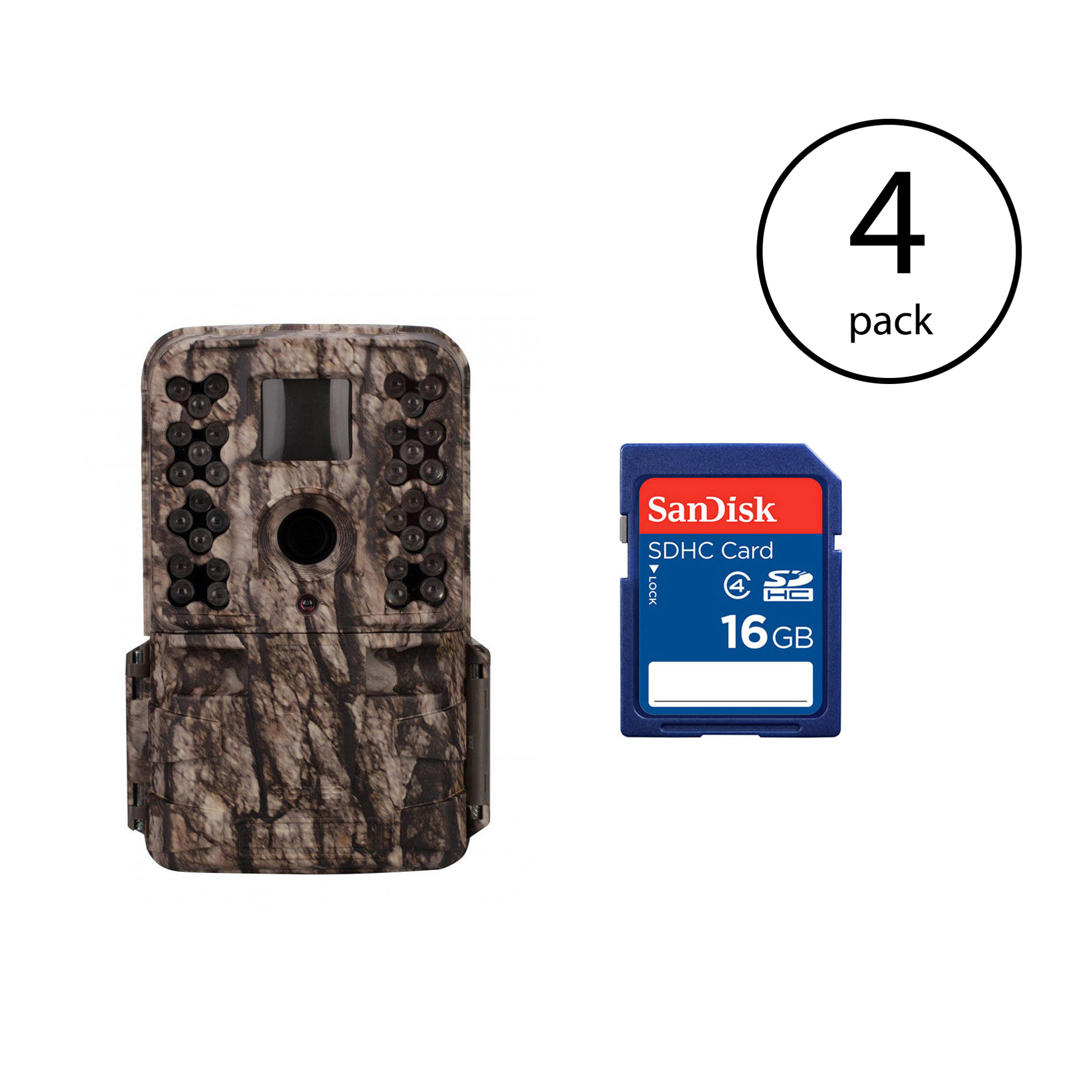Moultrie M50 20MP Infrared Game Trail Camera (4 Pack) + 16GB SD Card