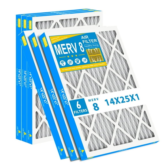 AMI PARTS 14x25x1 MERV 8 Pleated Filter,Removes Pollen and Dust HVAC Furnace Air Filter, 6 Packs