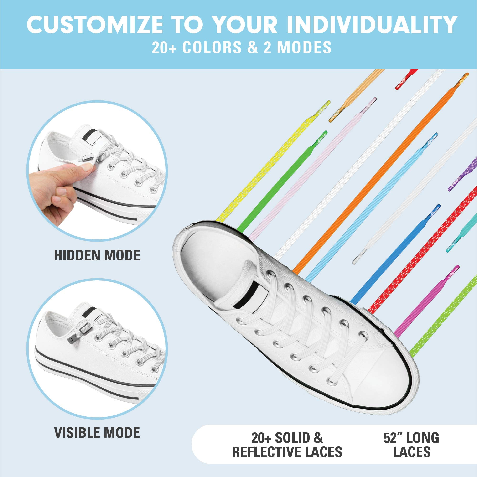 Xpand No Tie Shoelaces System with Elastic Laces One Size Fits - Main Image