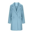thumbnail image 6 of Hueook Fleece Jacket Women Fashion Solid Pocket Button Suit Coat Long Sleeve Casual Coat Light Blue S, 6 of 7