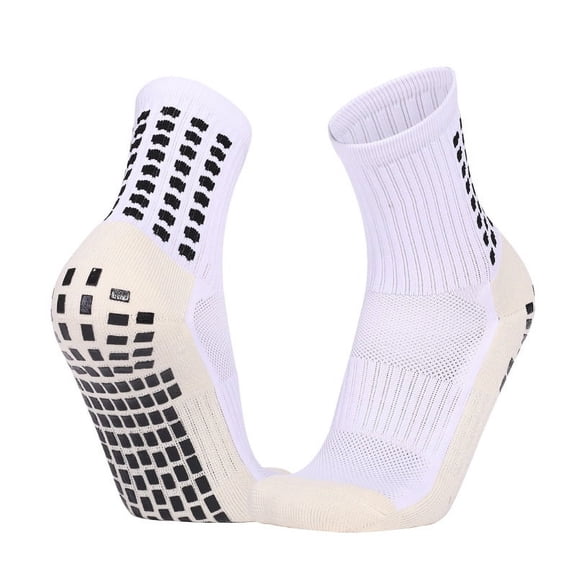 5Pcs Anti Slip Grip Soccer Socks, Cushioned Mid Calf Football Training Sports Socks for Men Youth