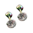 thumbnail image 1 of Ear Studs Anti-allergic Cubic Zirconia Stainless Steel 3 Prong Design Earrings For Daily Life, 1 of 5