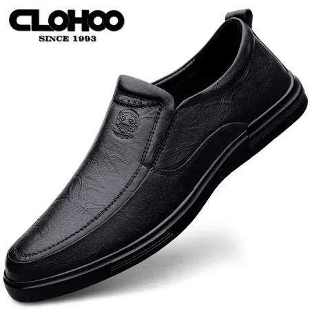 

CLOHOO Men‘s Genuine Leather Handmade Lightweight Casual Slip On Loafer Shoes