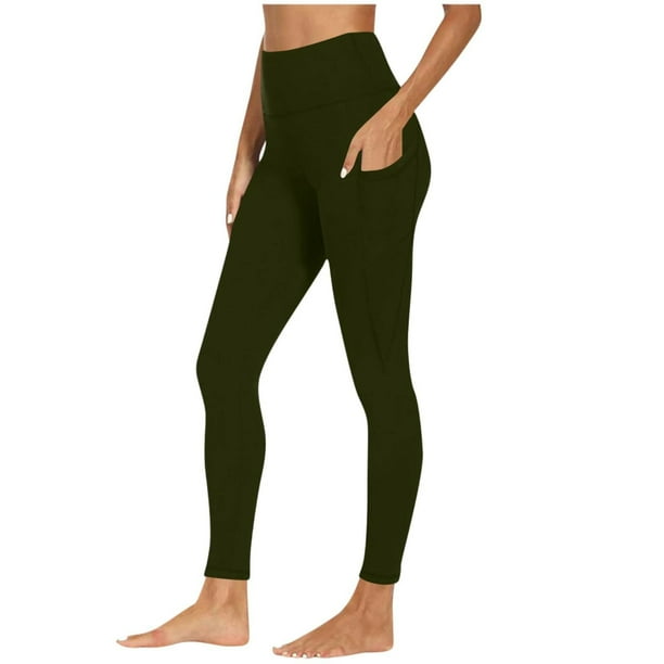Pantalones de yoga de cintura alta para mujer - Leggings largos de talla grande con bolsillos para hacer ejercicio - Tallas S-XXXL