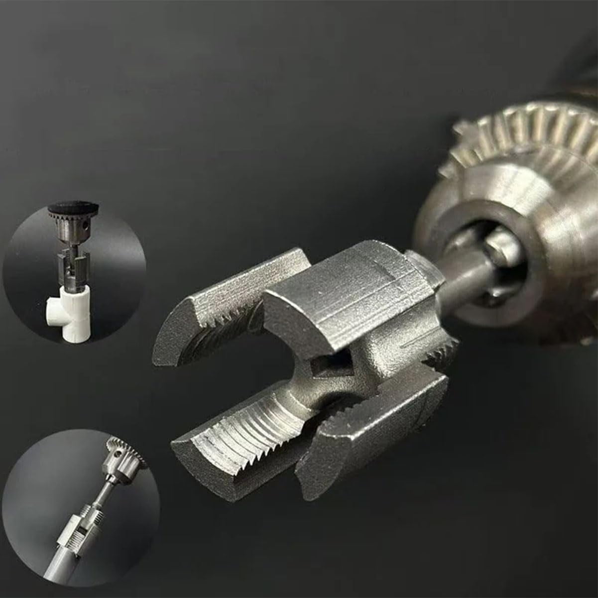 Integrated Internal & External Pipe Threading Tool, Pipe Thread Cutting Tool, Electric Drill Compatible Pipe Threader Kit, Pipes Thread Maker Tooll for Cutting & Pipe (1/2" + 3/4")