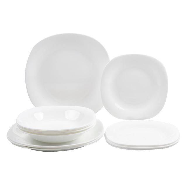 Vajilla 12 Pzas Moderna Opal Cuadrada 4 personas Colorhome