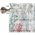 thumbnail image 5 of Kitchen Curtains Valance and Tiers 3 Piece Set, Ocean Nautical Marine Life Coral Jellyfish Starfish Wood Grain Short Curtain Rod Pocket Tier Valance for Cafe Laundry Room Bathroom 36-Inch Tier Set, 5 of 6