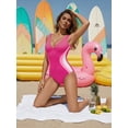 thumbnail image 4 of MOYIKO Womens One Piece Swimsuit Slimming Tummy Control Bathing Suit Color Block V Neck Shapewear, 4 of 7
