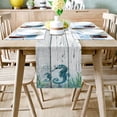 thumbnail image 2 of Table Runner Dresser Scarves 120 Inch Long, Ocean Theme Seahorse Coral Compass Linen Dining Table Runners Marine Nautical on Wood Barn Tabletop Scarf for Wedding Holiday Party Kitchen, 2 of 7