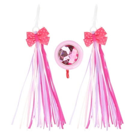 

1 Set of Children Bike Handlebar Decorative Streamer and Bell Kit Kids Scooter Adornments
