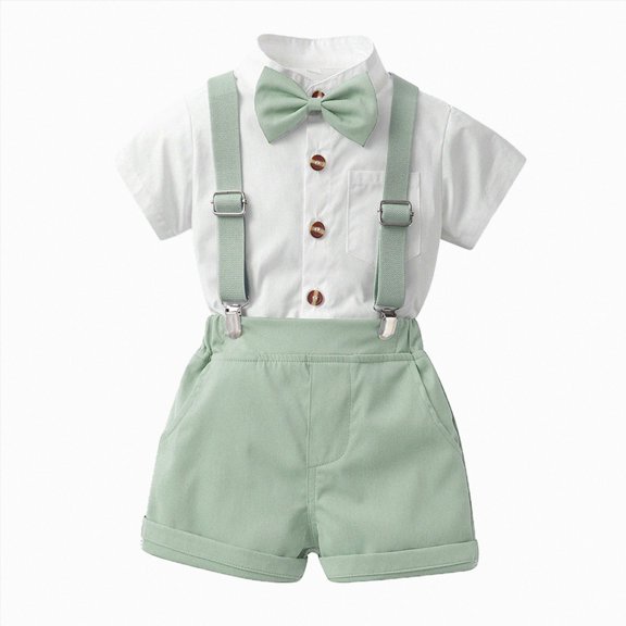 3-4 Years Toddler Kids Boys Gentleman Outfit Suits Infant Boys Short Pants Set Short Sleeve Shirt with Suspender Strap Shorts 18 24 Months 2T 3T 4T 5T 6T Kids Gentleman Outfits,Blue