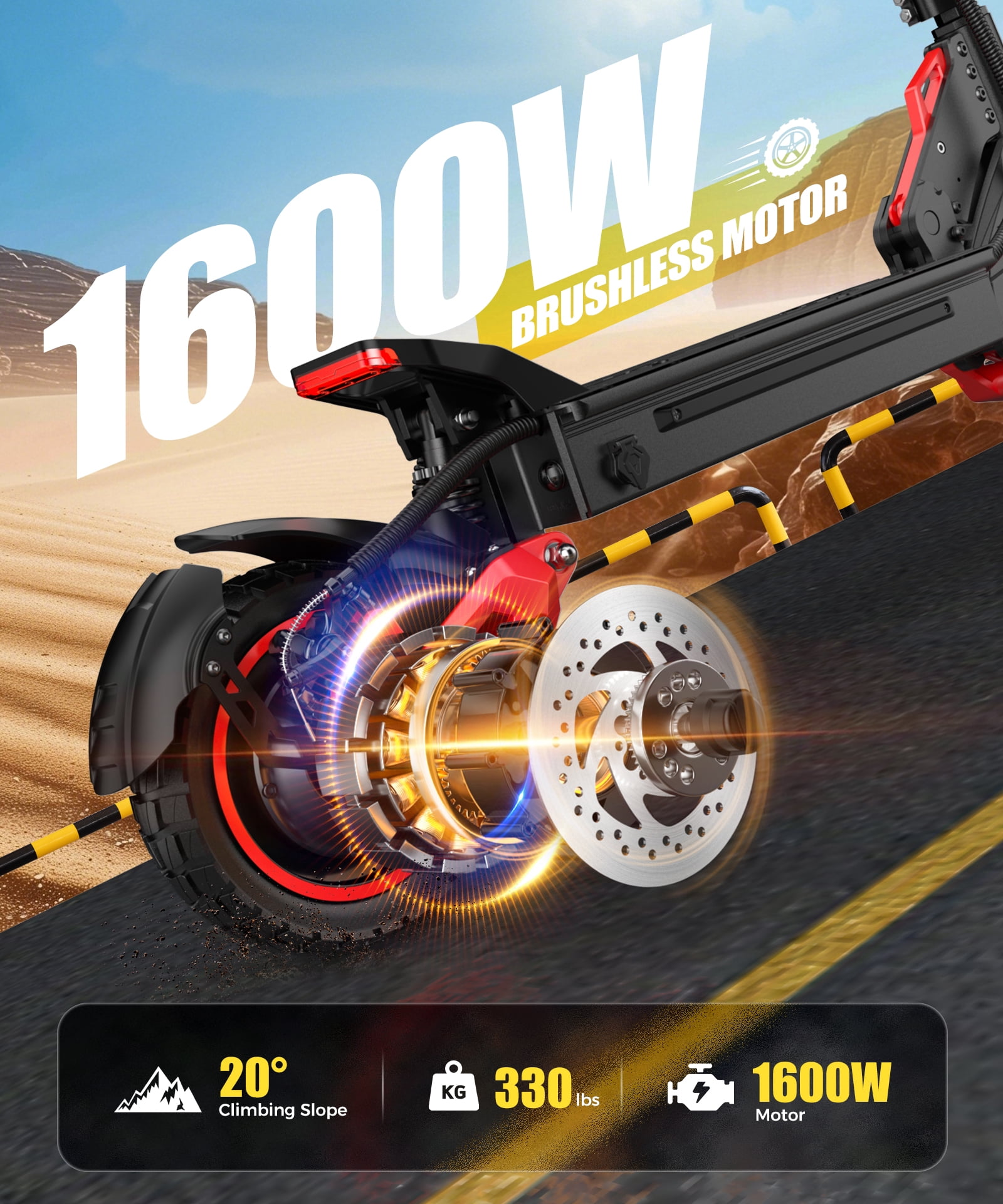 FREEBOY J15-max Off-road Electric Scooter,11 inch Pneumatic Tires,Easy Folding Design,Automatic Lighting System 1600W Brushless Motor,Real-Time LCD Display