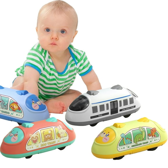 Esaierr Baby Simulation Model Cartoon Train Toys Double Pull-Back Train Toys for 3 4 5 6 7 Years