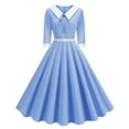thumbnail image 2 of Zedker Dresses for Women Cocktail Party Lapel Collared A Line Dresses Pinup Prom Swing Wedding Guest Dresses for Women Plus Size Blue S, 2 of 9