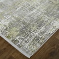 thumbnail image 3 of HomeRoots 512149 8 x 11 ft. Green Gray & Ivory Abstract Rectangle Area Rug with Fringe, 3 of 5