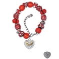thumbnail image 2 of Delight Jewelry Goldtone Big Sister Rock on Clear Crystal Heart Red Paw Print Bead Bracelet, 7"+2", 2 of 4