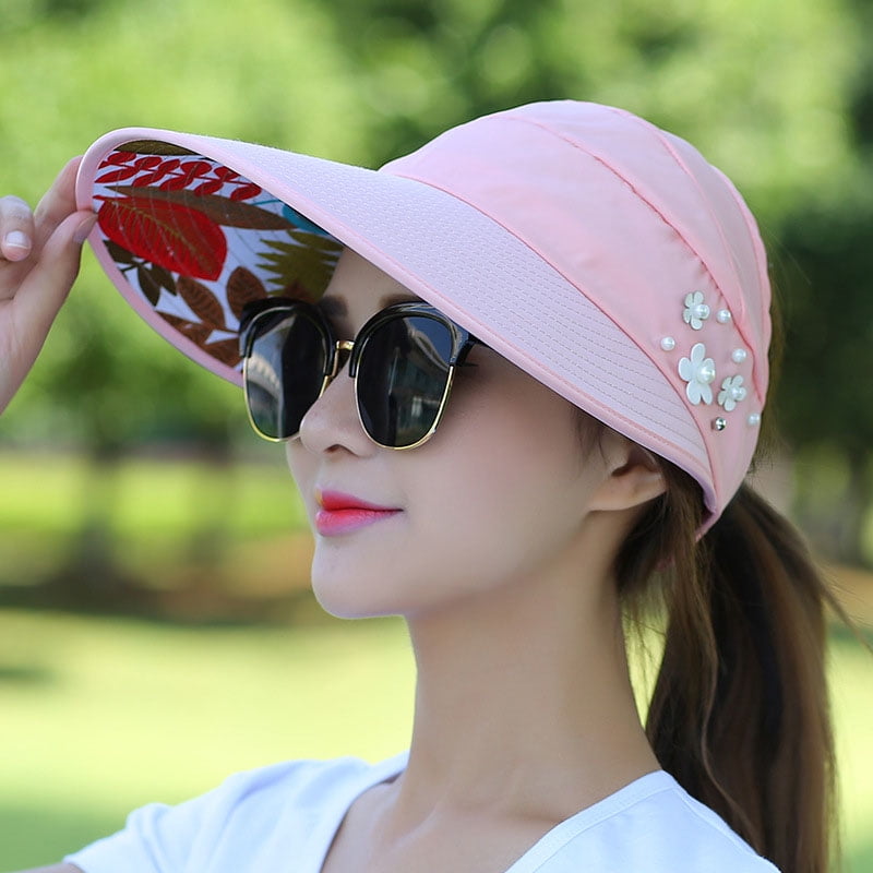 Women Ladies Summer Wide Brim Foldable Visor Outdoor Cap Anti-UV Beach Sun Hat 