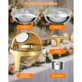 thumbnail image 3 of Towallmark 6.3 Quart Round Roll Top Chafing Dish Buffet Set, Stainless Steel Buffet Food Warmer Servers Chafer for Catering with Glass Window for Party Wedding Banquet Graduation Event, Gold, 3 of 8