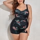 thumbnail image 4 of Traje de baño de una pieza Prolriy para mujer, talla grande, nuevo, estampado, vintage, de verano, para aguas termales, color negro, talla L, 4 of 8