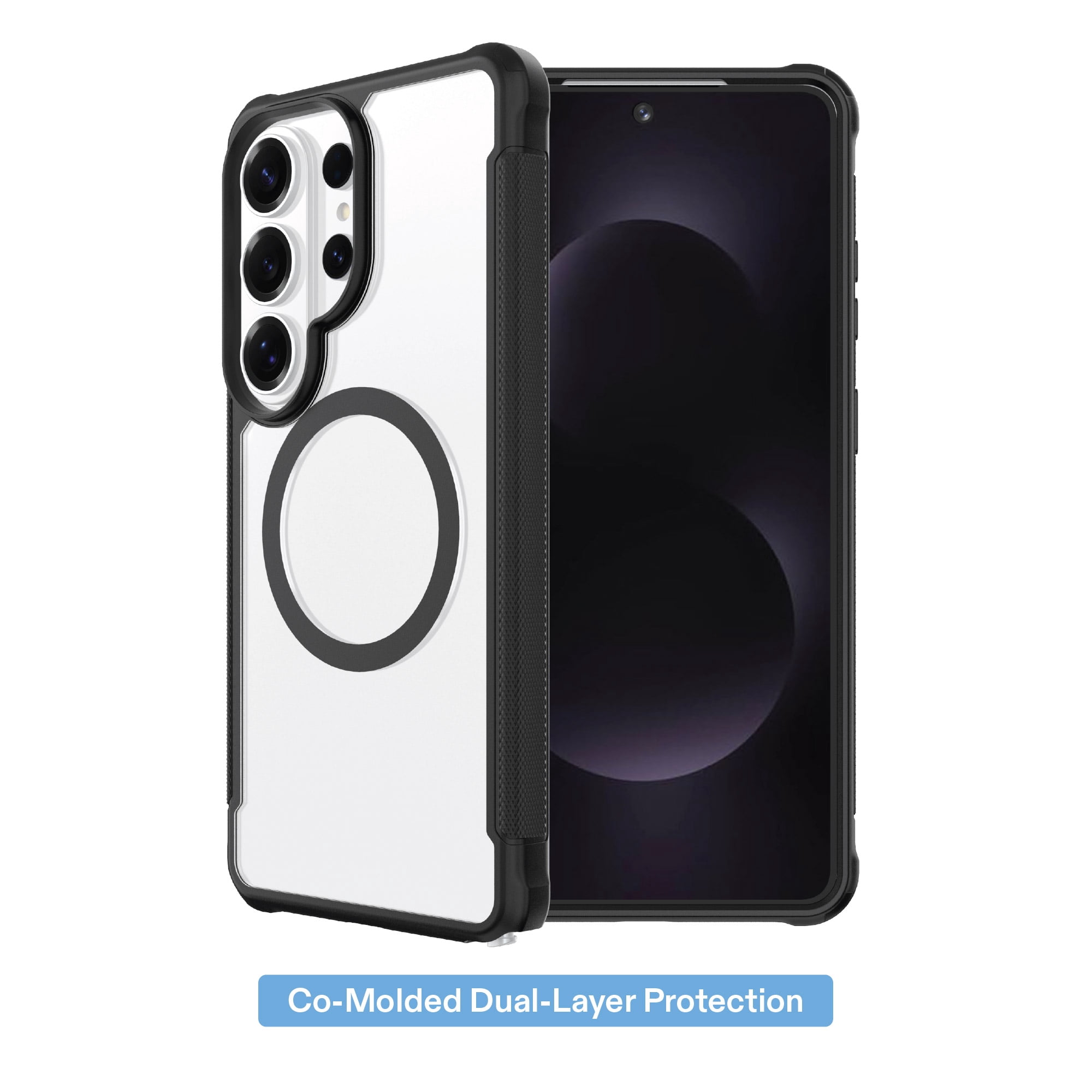 onn Magnetic Compatible Dual-Layer Phone Case for Samsung Galaxy S26 Ultra - Black/Clear