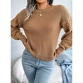thumbnail image 4 of Women'S Winter Pullover Sweater Casual Long Sleeve Crewneck Loose Chunky Knit Jumper Tops Blouse Khaki S, 4 of 9