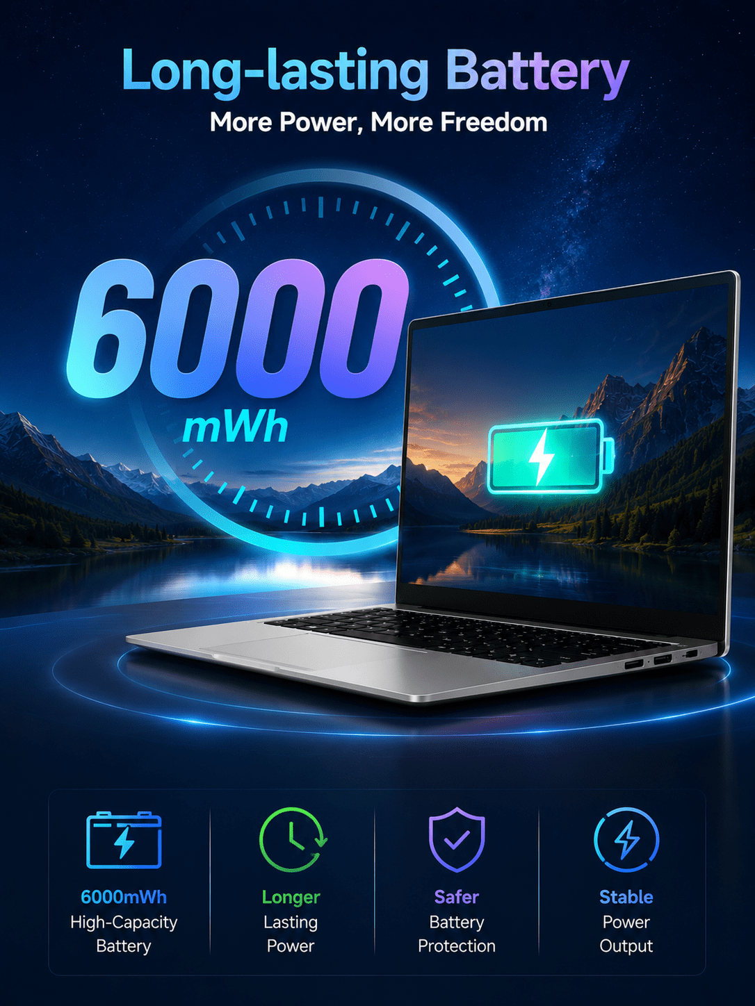 Rumtuk 16-inch Laptop, 16GB DDR4 RAM, 512GB NVMe SSD, N95 Quad-core(Up to 3.4GHz),Win 11 Pro/Office ,FHD 1920x1080 IPS, Backlit KB, Numpad, Fingerprint, Webcam, WiFi, HDMI, Work,Study&Play, Silver