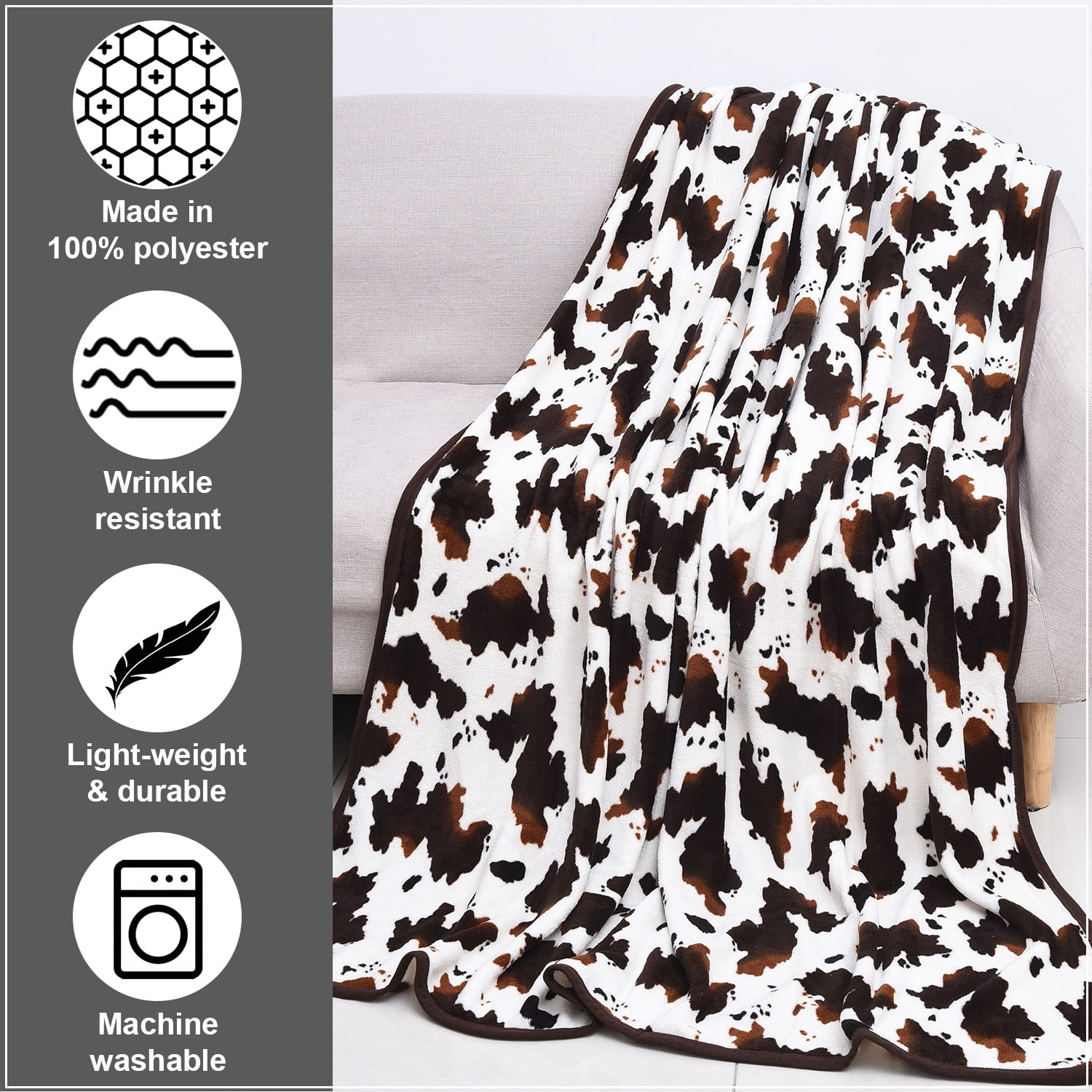 Throw Blanket Farm Animals Horse Cow Fleece Blanket Cozy Lightweight Bed Blanket Women Men 60x50 Plush Home Decoration for Winter and All Seasons 