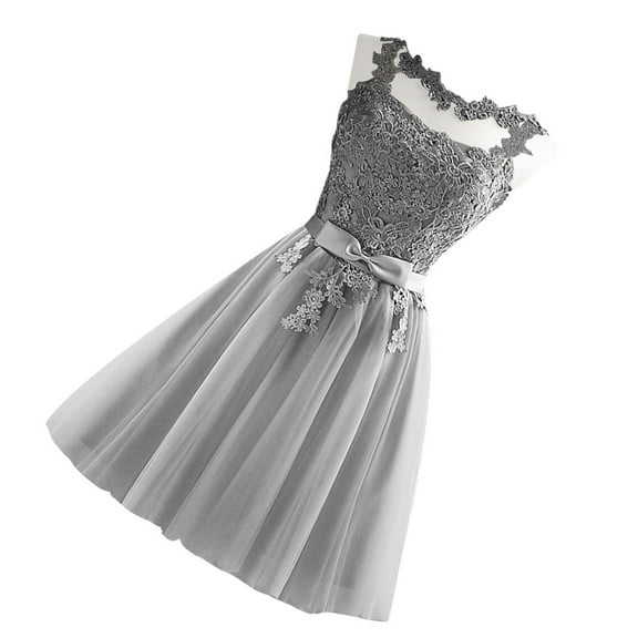 CTIRCHIU 1Pcs Floral Bridesmaid Dress Grey Comfortable Wearing Short Prom Dress Women Wedding Party Thanksgiving