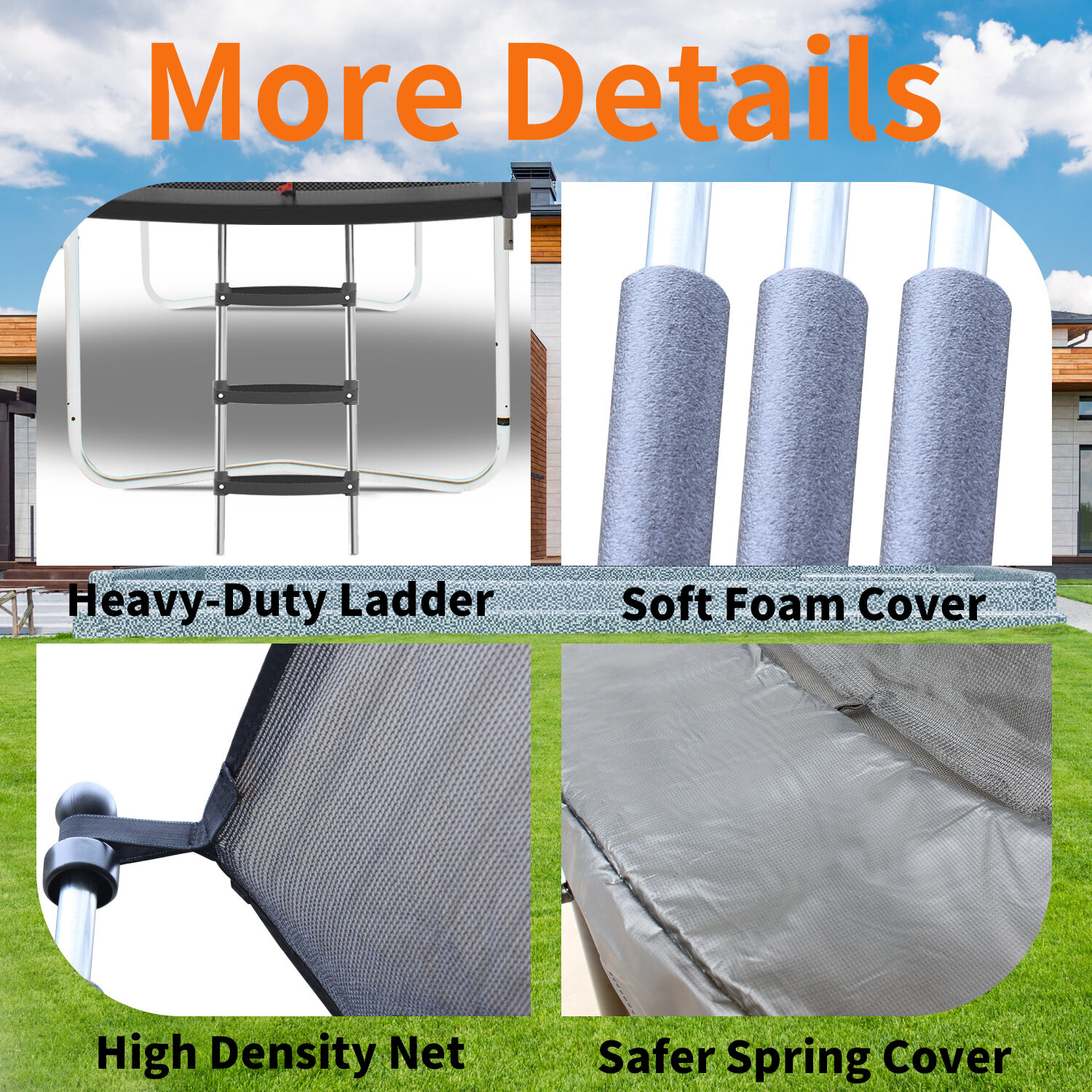 10Ft Trampoline with Safety Enclosure Net - Heavy Duty Jumping Mat, 400Lbs Weight Capacity, Outdoor Trampoline for Kids & Adults, Gray