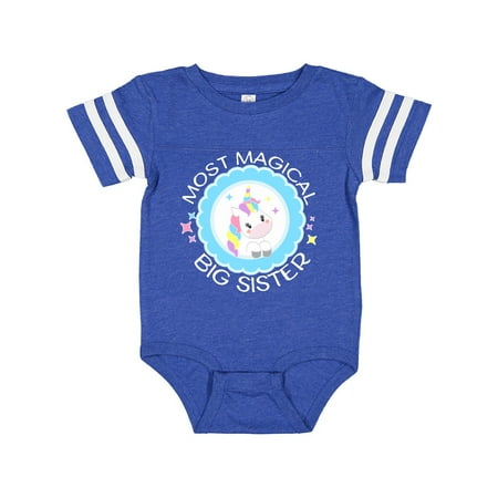 

Inktastic Most Magical Big Sister- cute unicorn badge Gift Baby Girl Bodysuit