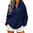 thumbnail image 2 of QINGFSAP Womens Long Sleeve Quarter Zip Sweatshirt High Neck Pullover Tunic Tops with Pockets, 2 of 9