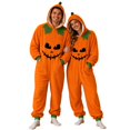 thumbnail image 2 of FASHOFT Adult Onesies for Women Men Halloween Unisex Cosplay Pajamas 3D Hooded Jumpsuit Flannel Zipper Closure Soft Cozy Dress up Orange M, 2 of 7