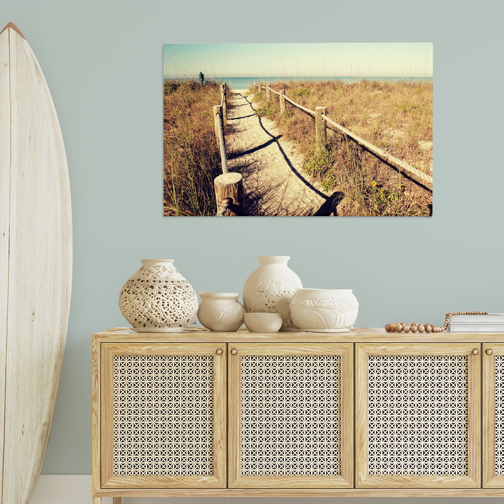 Stupell Industries Sandy Path Railing Landscape & Nature Photography Wrapped Canvas Art Print Wall Art, 45 x 30