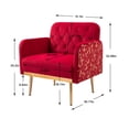 thumbnail image 6 of Velvet Accent Chair, Modern Tufted Upholstered Armchair with Arms and High Back, Comfy Leisure Single Sofa Chair with Golden Metal Legs for Living Room Bedroom, Rose red, 6 of 6