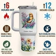 thumbnail image 4 of Custom Travel Mug for American Goldfinch Enthusiasts - 40oz Tumbler with Lid, Handle & Straw - Cute Gift for Bird Lover Girls or Women on Birthday or Holiday Celebration, 4 of 6