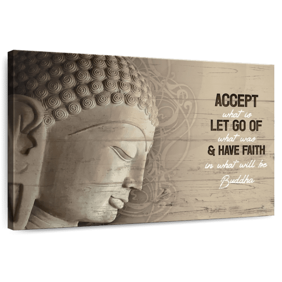 Elephant Stock Have Faith Buddha Quote Wall Art - Horizontal Canvas Wall Art - Living Room Wall Decor - Wellness Canvas - Beige And Brown Decor - 12" x 8"