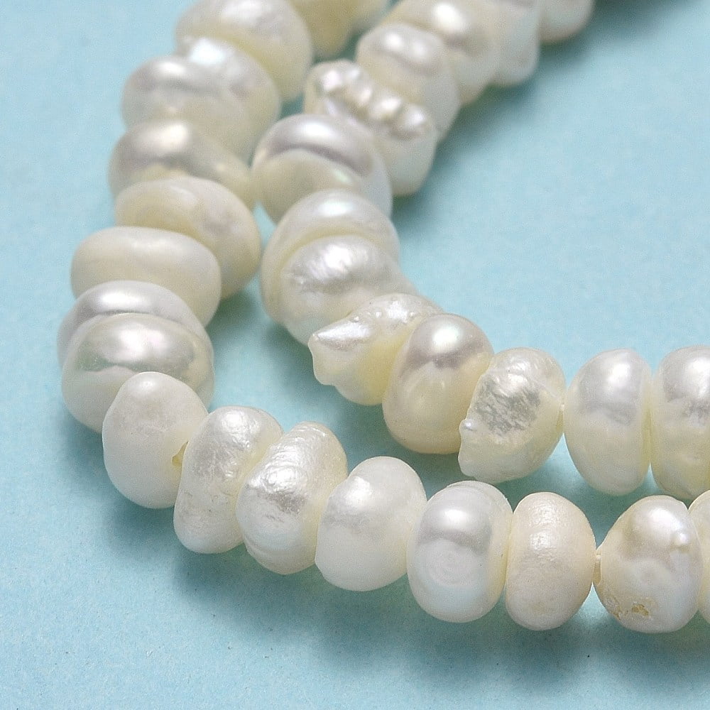 3Strand Natural Cultured Freshwater Pearl Beads Strands Keshi Pearl Beads Nuggets Linen 4~5.5x3.5~4x3~3.5mm Hole: 0.6mm about 129~130pcs/strand 13.78''(35cm)