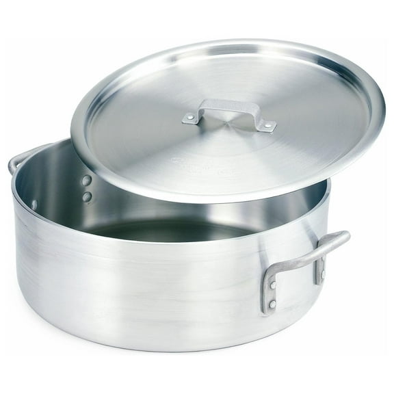 Exlonjet Extra Heavy Weight Aluminum Braziers with Pan Covers, 20 Quart, Silver