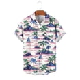 thumbnail image 7 of LODIENY Men's Hawaiian Shirt Funny Vintage Boho Floral Tropical Palm Tree Pattern Print Summer Beach Casual Short Sleeve Button Down Holiday Vacation Tees Tops Pink#01 XL, 7 of 7