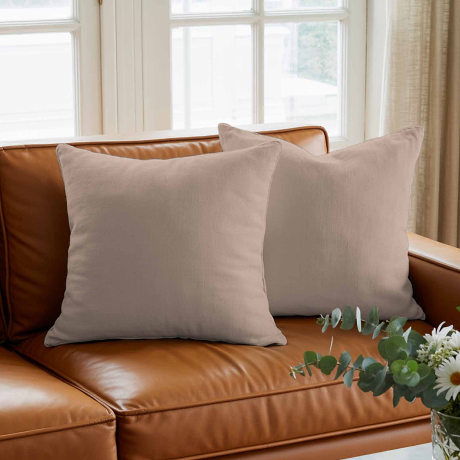 Brown Pillow Covers 18x18 Inch, Farmhouse Solid Brown Color Modern Art Linen Pillowcase with Invisible Zipper, Decorative Throw Pillow Covers Cushion Case for Couch Sofa Bed Living Room