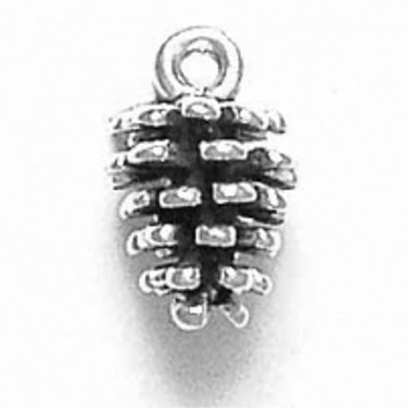 Sterling Silver 18" .8mm Box Chain 3D Medium Pinecone Pendant Necklace
