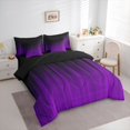 thumbnail image 3 of jejeloiu Modern Geometric Striped 7 Pieces Bedding Comforter Set,Black Purple Full Bedding Set For Girls Kids Reversible, 3 of 8