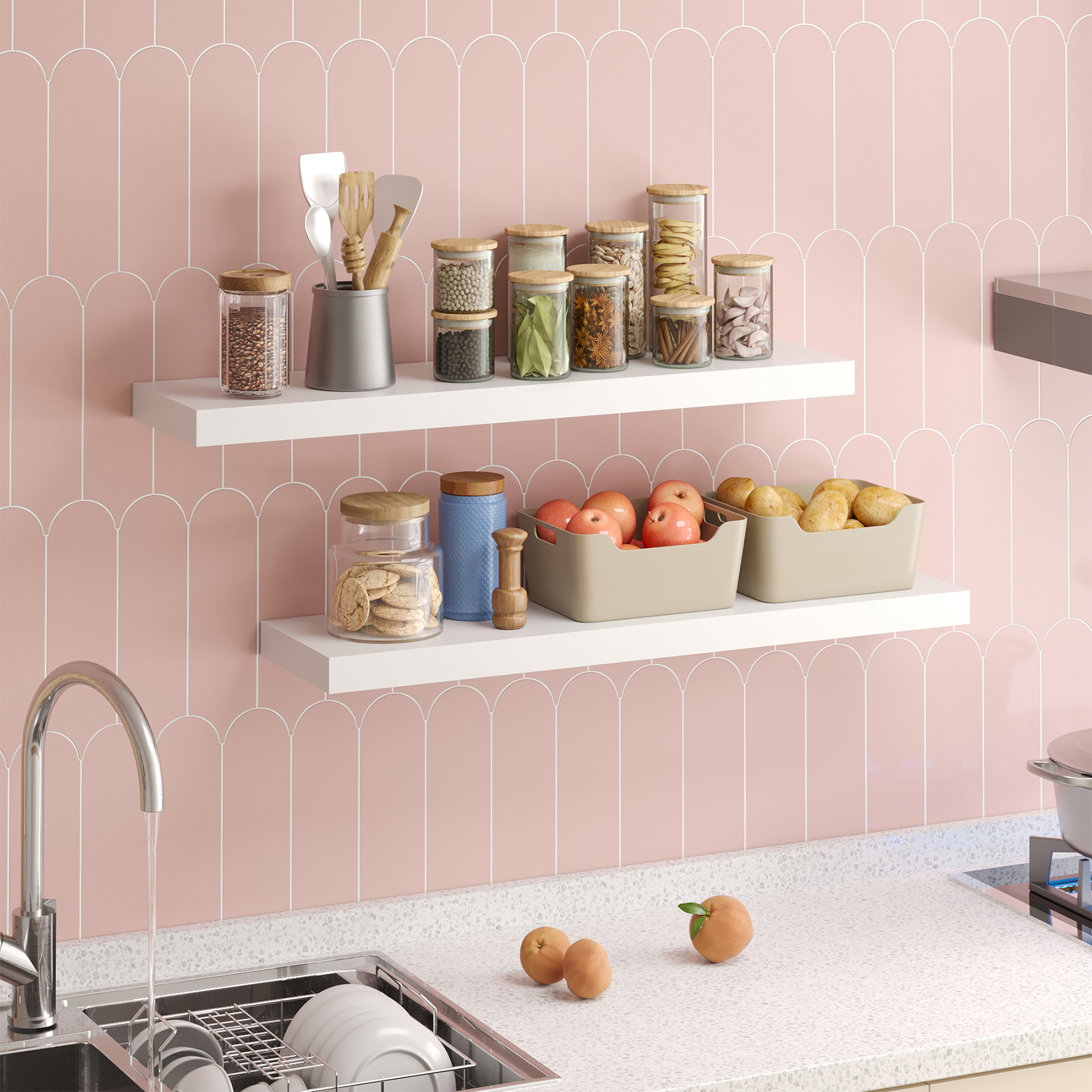 Fairy 2-Pack Floating Shelves, 22.5", White Farmhouse photo 7
