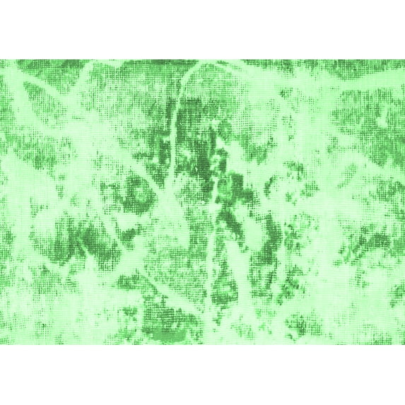Ahgly Company Indoor Rectangle Abstract Emerald Green Modern Area Rugs, 2' x 3'